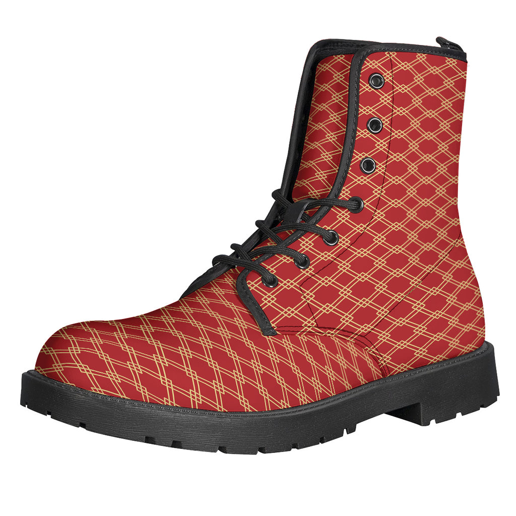 Step Out in Style with Classic Japanese Pattern Leather Boots for Hippies - 1