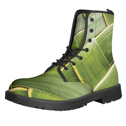 Coconut Leaf Print Leather Hippy Boots for the Free-Spirited Soul - 1