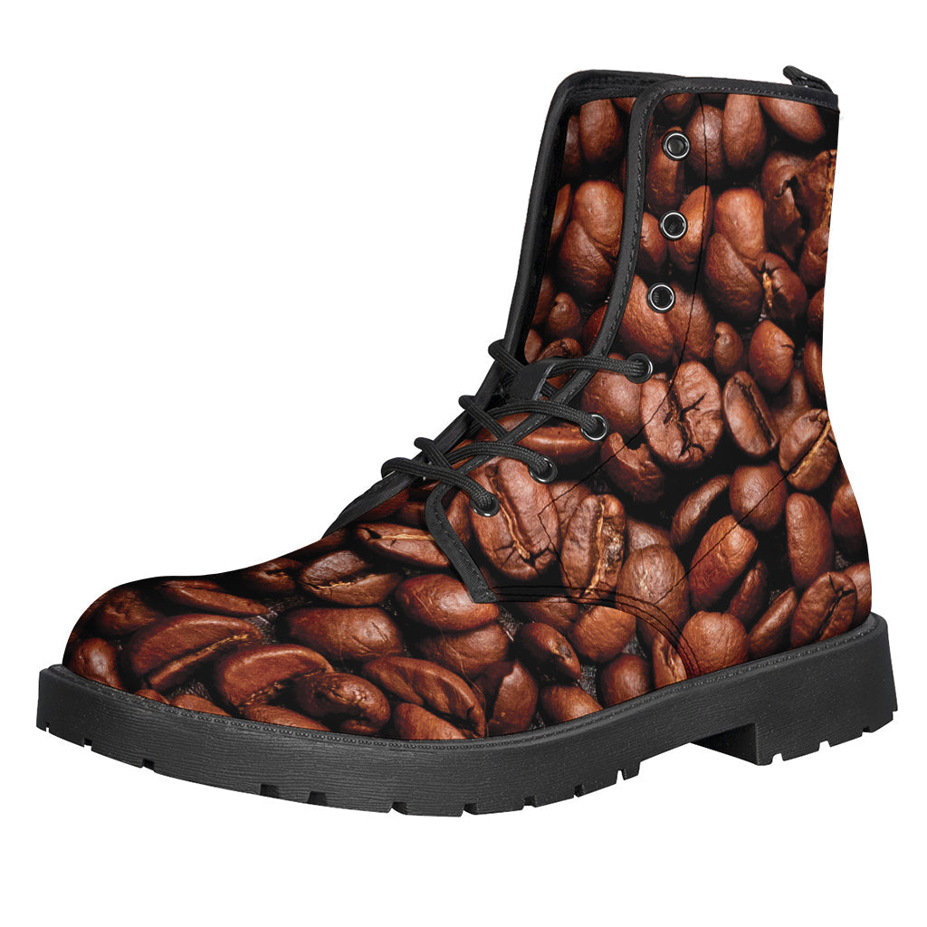 Groovy Coffee Beans Printed Leather Boots for Hippie Souls - 1