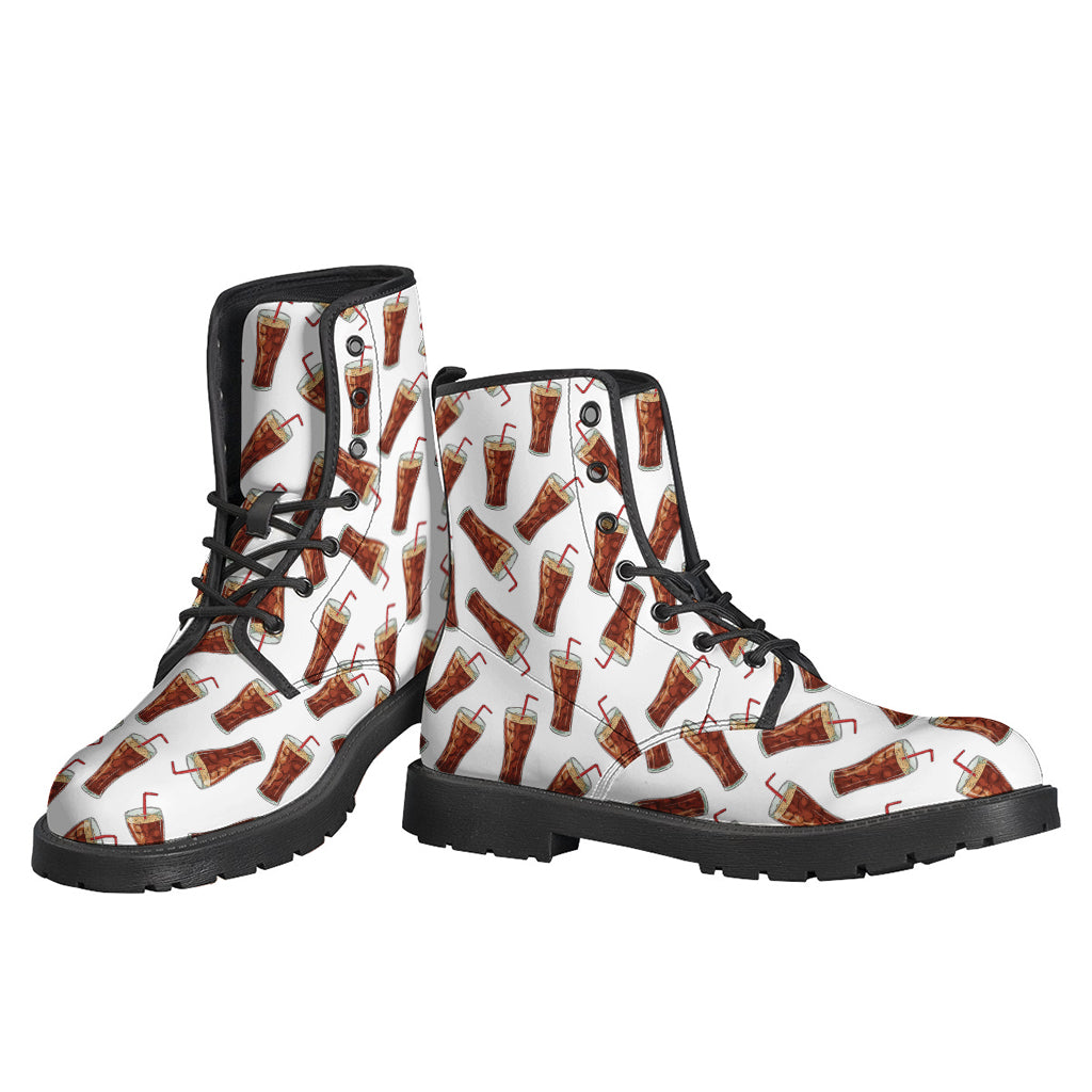 Groovy Vibes: Cola Pattern Print Leather Boots for the Free-Spirited Hippie - 3