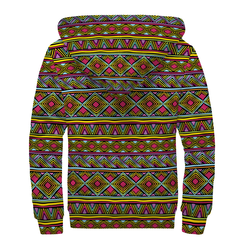 Colorful African-Inspired Sherpa Lined Zip Up Hoodie for the Free-Spirited Hippie - 2