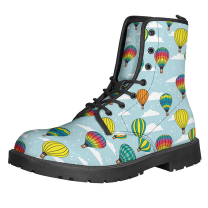 Colorful Air Balloon Pattern Leather Boots for Free-Spirited Hippies - 1