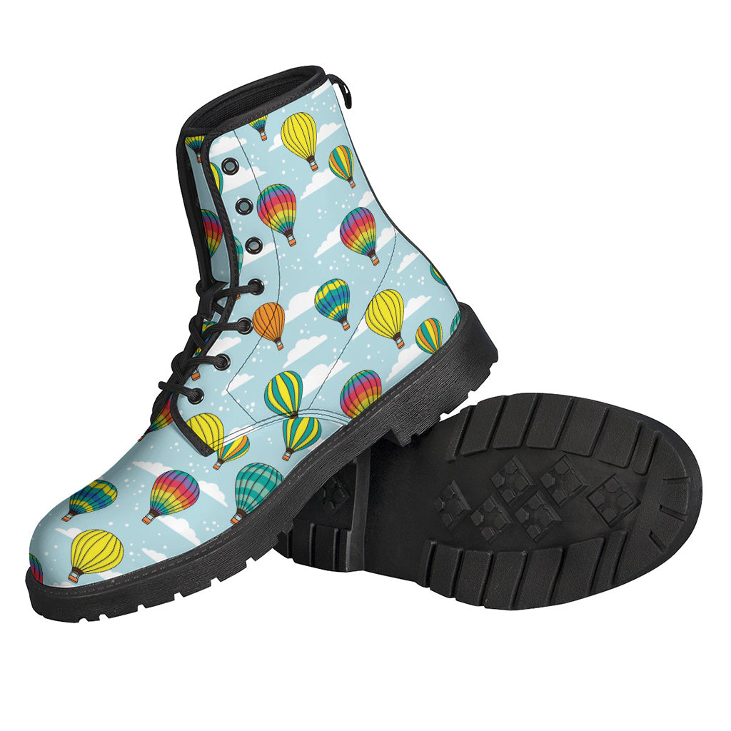 Colorful Air Balloon Pattern Leather Boots for Free-Spirited Hippies - 2