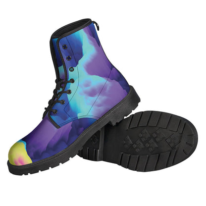 Groovy Cloud Print Leather Boots for the Free-Spirited Hippie - 2