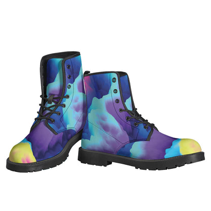 Groovy Cloud Print Leather Boots for the Free-Spirited Hippie - 3