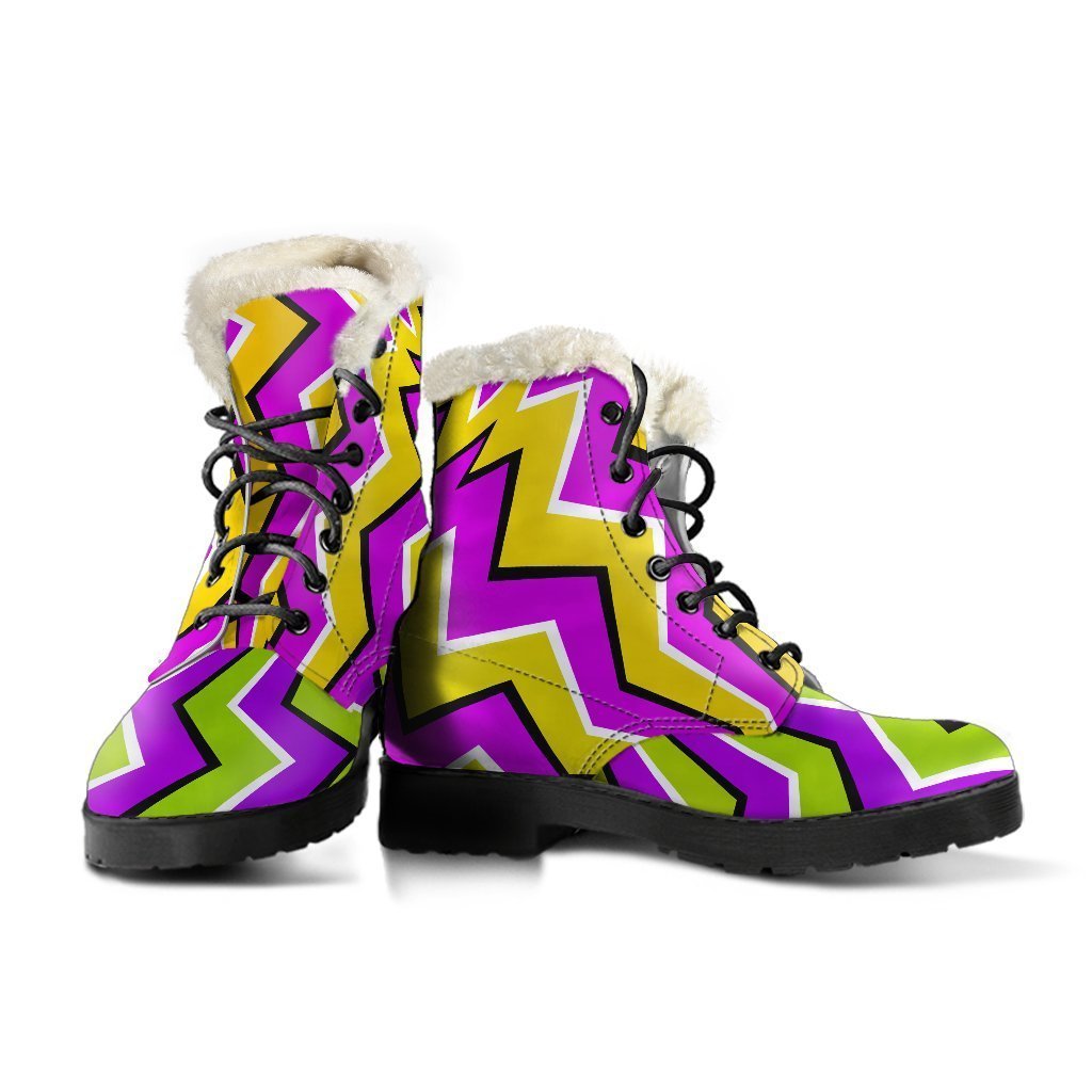 Groovy Vibes Faux Fur Leather Boots - Step Out in Psychedelic Style! - 3