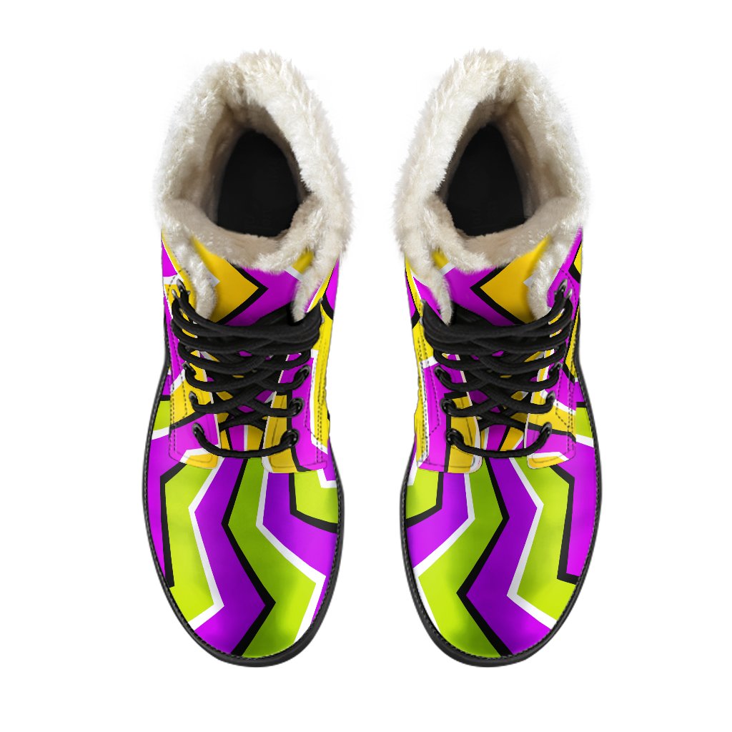 Groovy Vibes Faux Fur Leather Boots - Step Out in Psychedelic Style! - 4