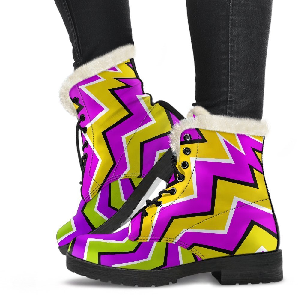 Groovy Vibes Faux Fur Leather Boots - Step Out in Psychedelic Style! - 1