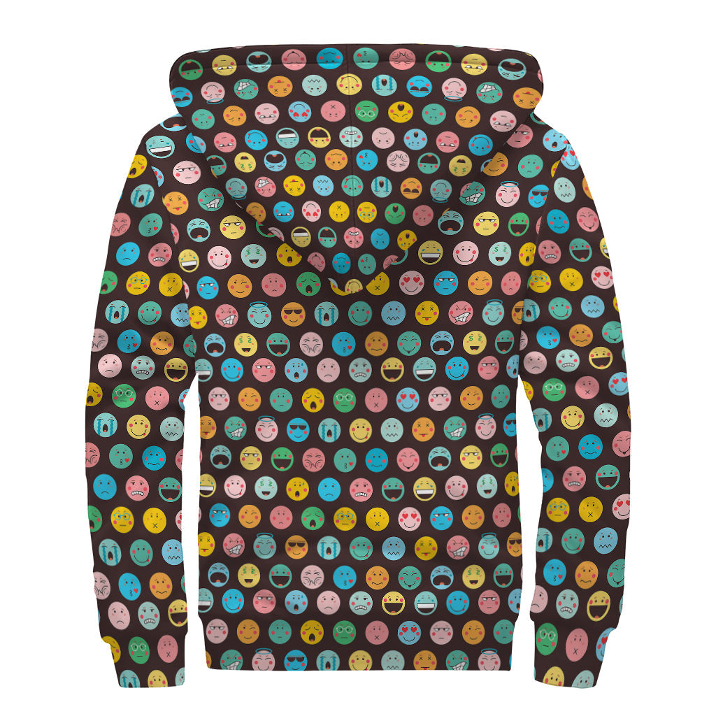 Psychedelic Emoji Faces Sherpa Lined Zip Up Hoodie - 2