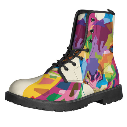 Colorful Giraffe Portrait Leather Lightweight Boots for Hippies - 1