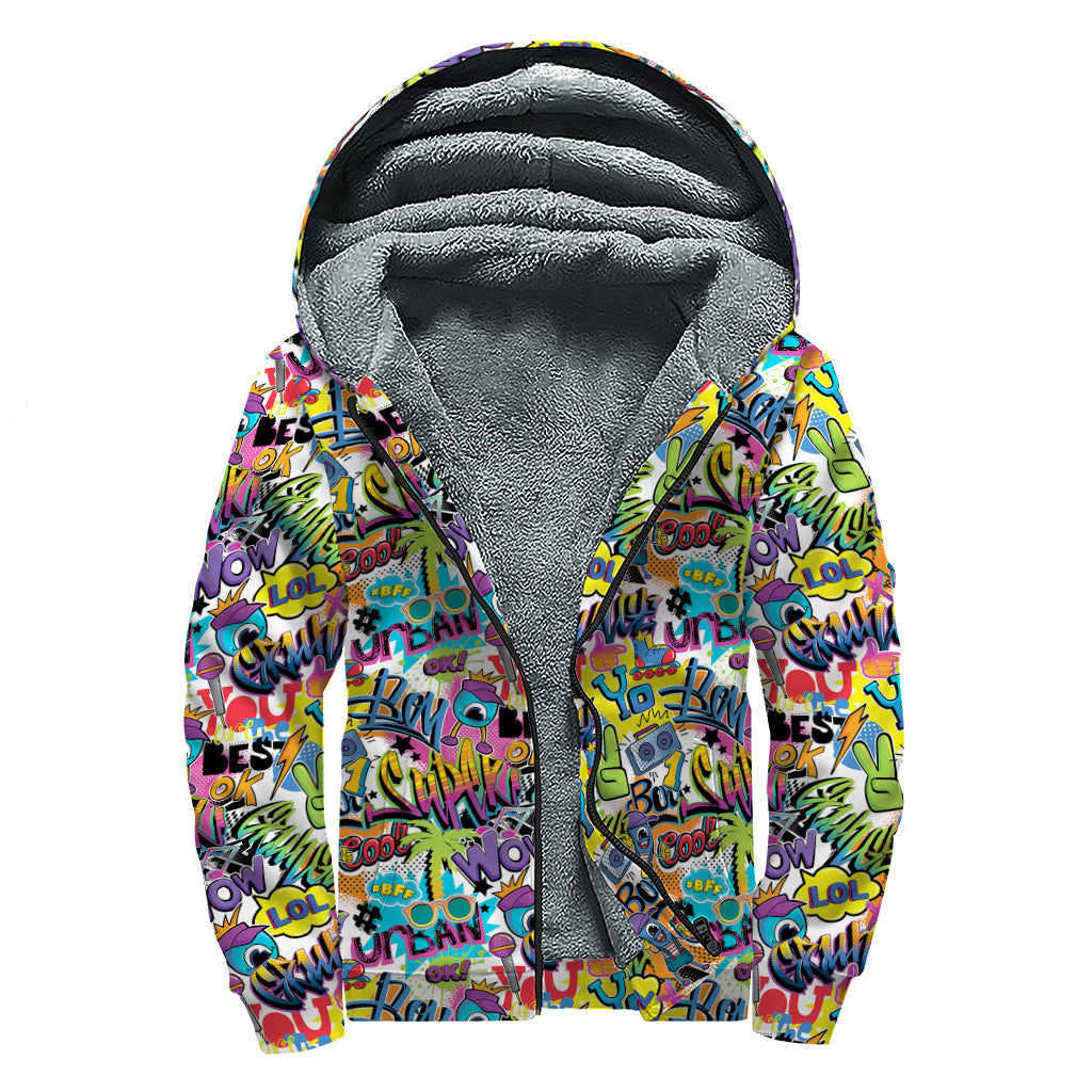 Groovy Graffiti Sherpa: A Funky Twist on the Classic Zip-Up Hoodie - 1