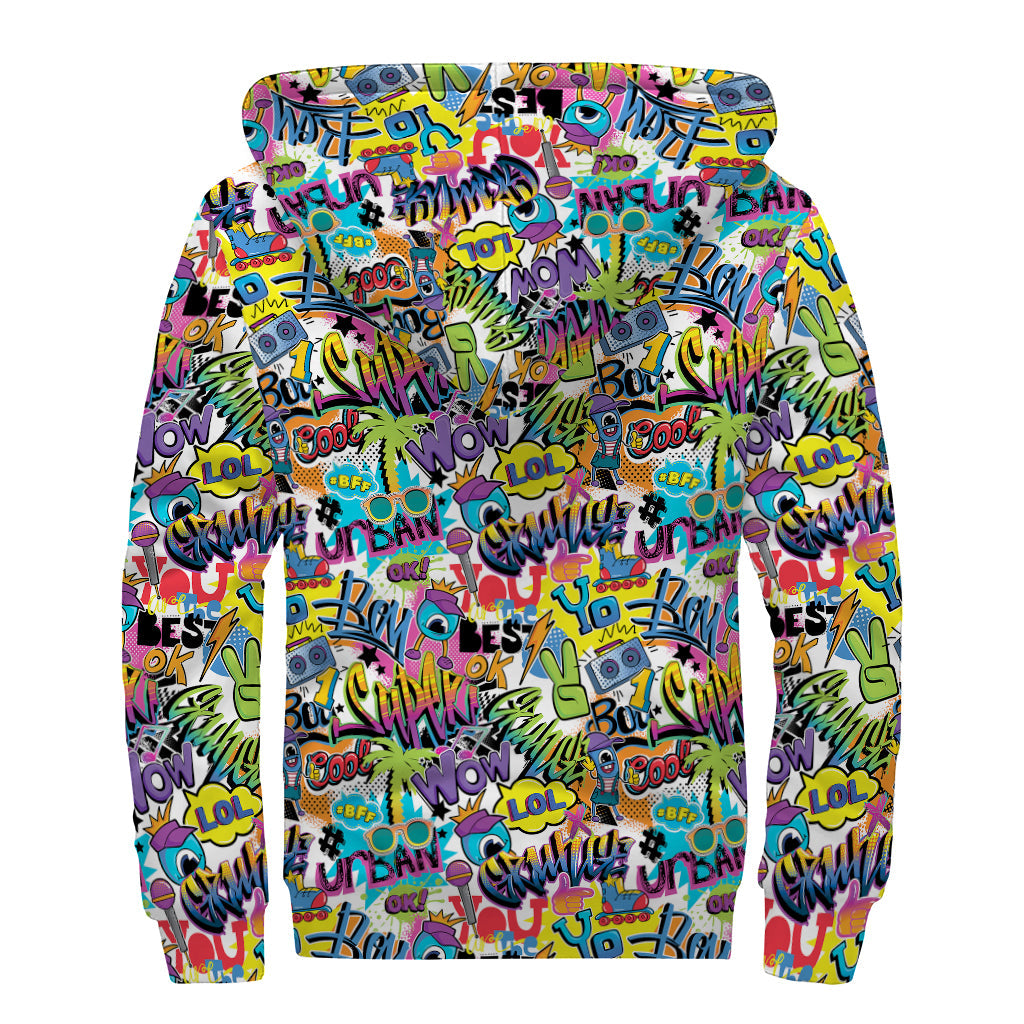 Groovy Graffiti Sherpa: A Funky Twist on the Classic Zip-Up Hoodie - 2