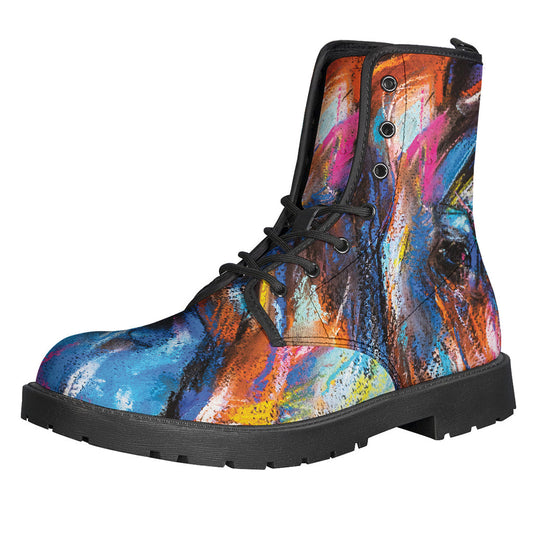 Groovy Horse Painting Leather Boots for Modern Day Hippies - 1