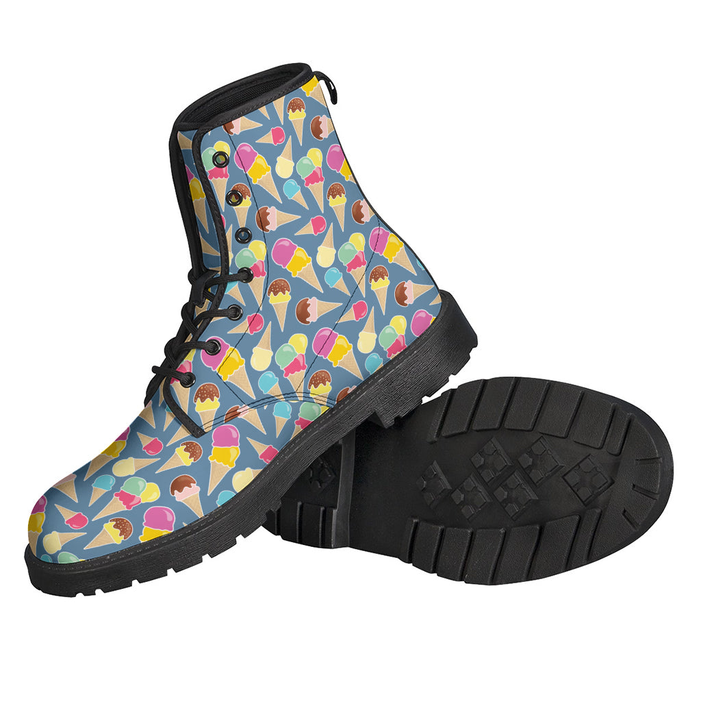 Step out in Groovy Style with Colorful Ice Cream Pattern Leather Boots - 2