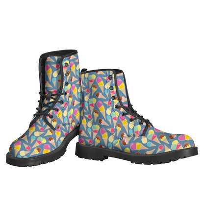 Step out in Groovy Style with Colorful Ice Cream Pattern Leather Boots - 3