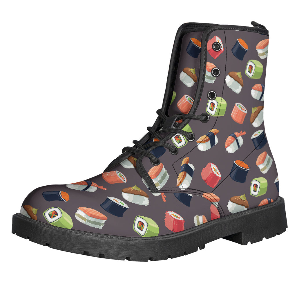 Colorful Japanese Sushi-Inspired Leather Boots for Groovy Hippies - 1