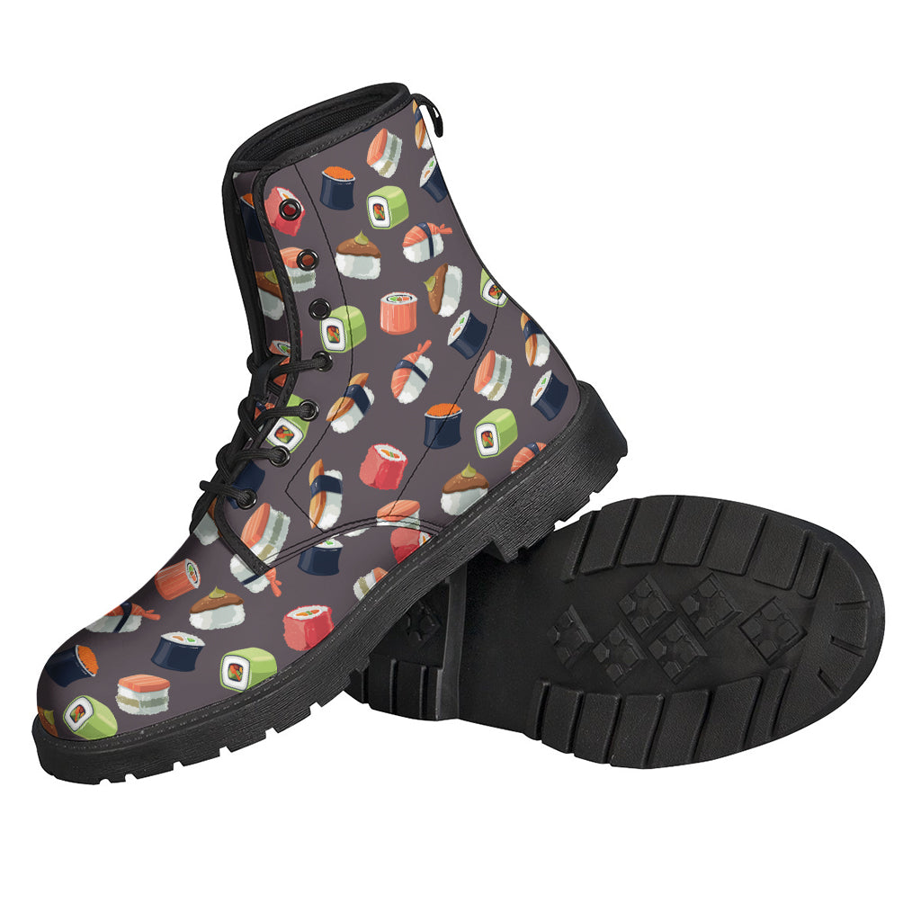 Colorful Japanese Sushi-Inspired Leather Boots for Groovy Hippies - 2