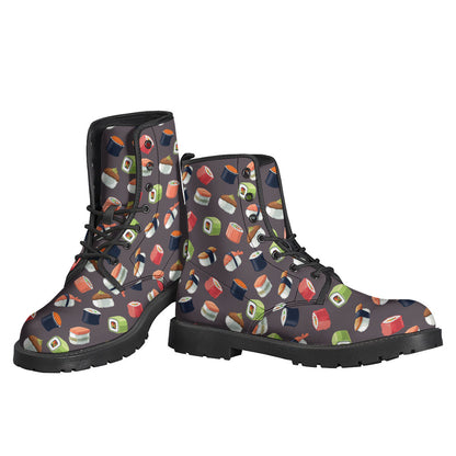 Colorful Japanese Sushi-Inspired Leather Boots for Groovy Hippies - 3