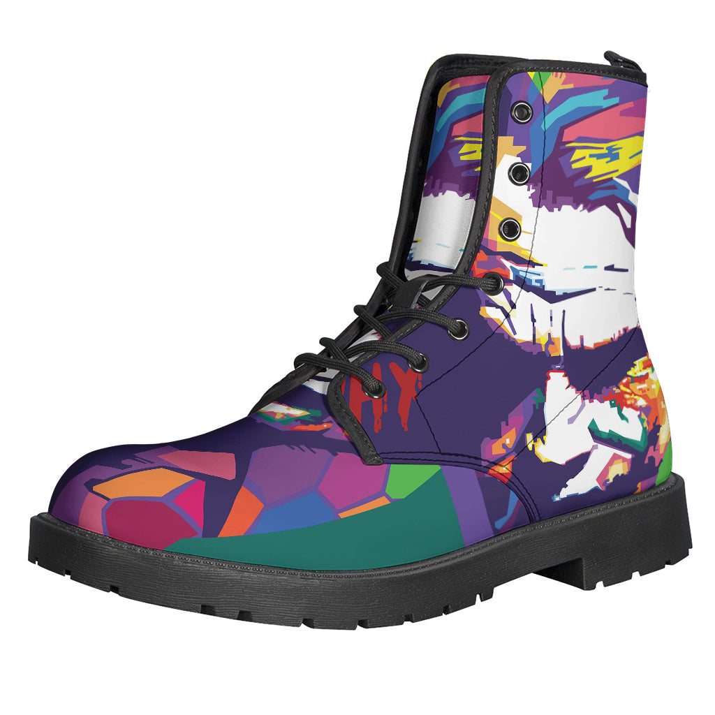 Colorful Joker: Why So Serious? Hippie Leather Lightweight Boots - 1