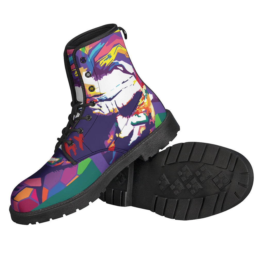 Colorful Joker: Why So Serious? Hippie Leather Lightweight Boots - 2