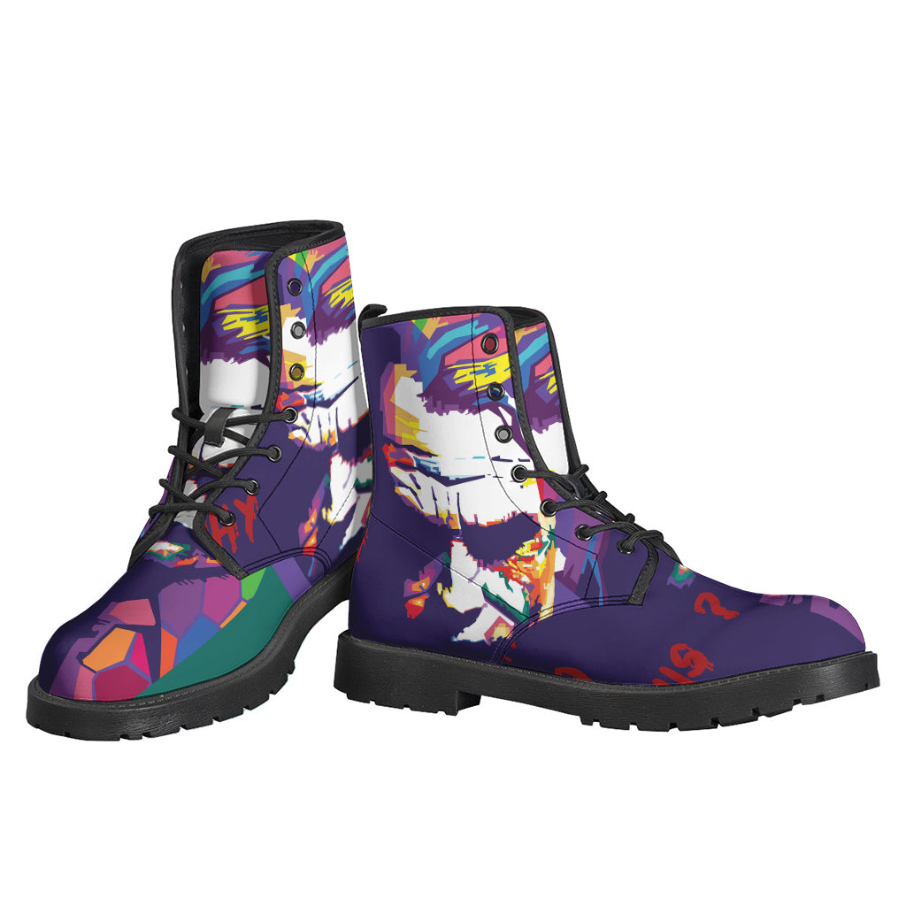 Colorful Joker: Why So Serious? Hippie Leather Lightweight Boots - 3