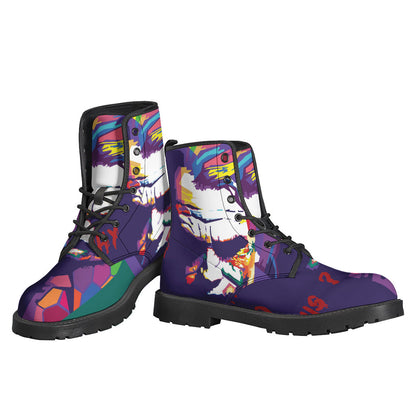 Colorful Joker: Why So Serious? Hippie Leather Lightweight Boots - 3