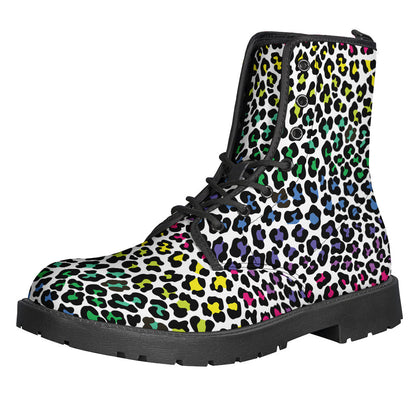 Groovy Leopard Print Leather Boots for Trendy Hippies - 1