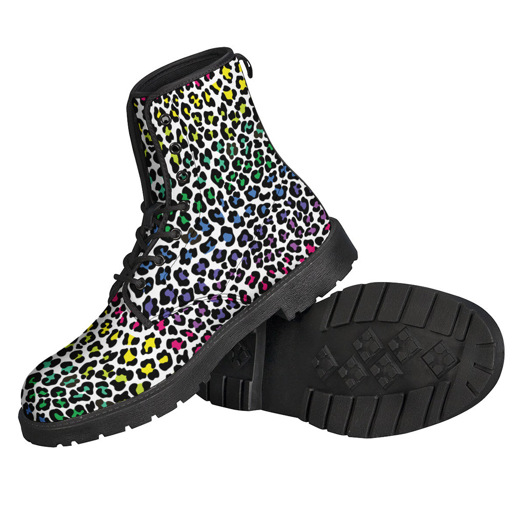 Groovy Leopard Print Leather Boots for Trendy Hippies - 2