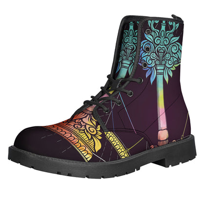 Colorful Libra Sign Leather Lightweight Boots for Hippies - 1