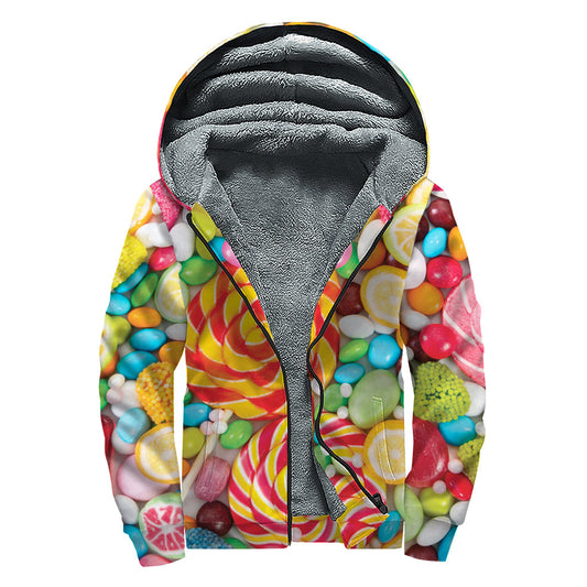 Psychedelic Candy Coated Sherpa Lined Zip Up Hoodie - 1