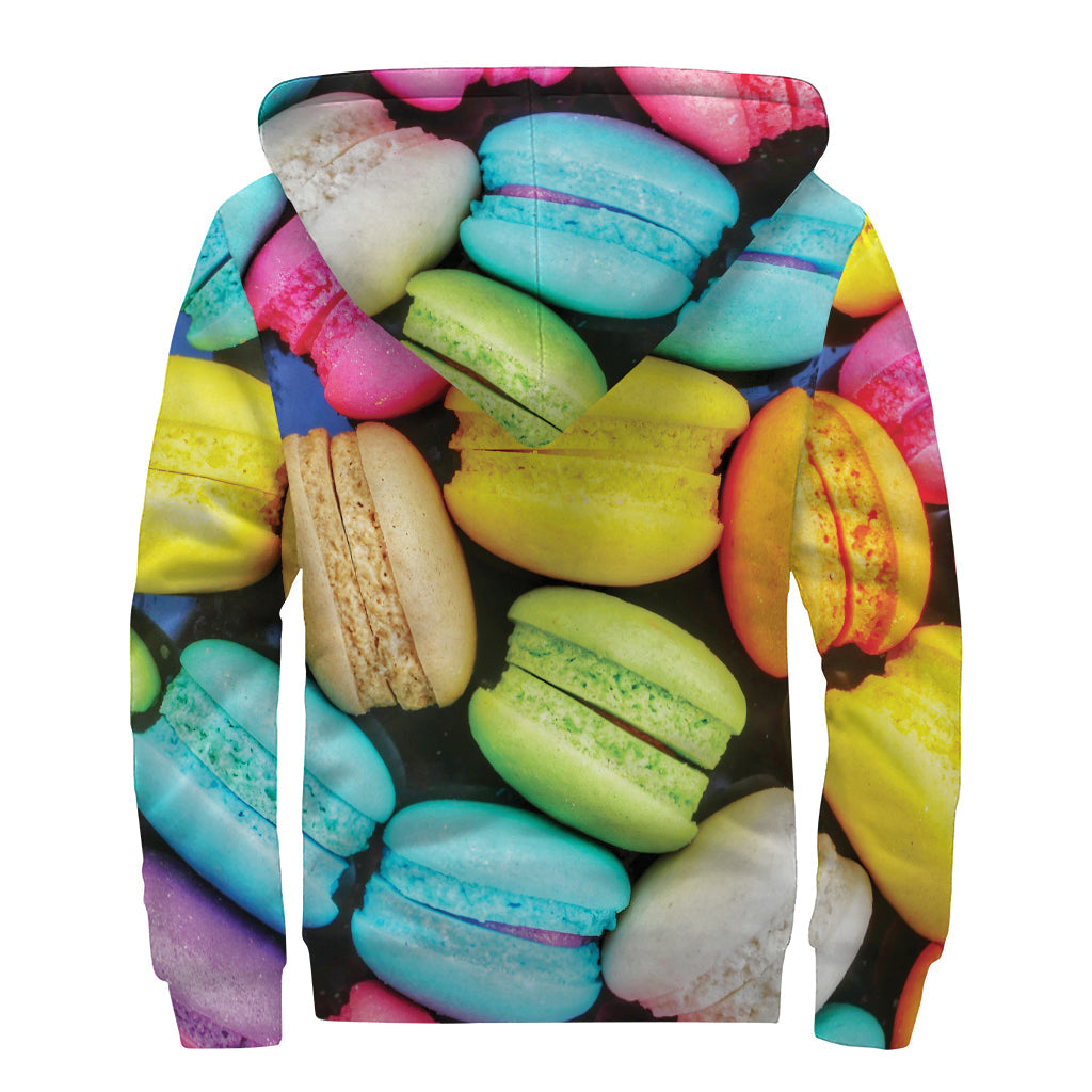 Colorful Macarons Print Hippie Sherpa Lined Zip Up Hoodie - 2