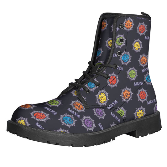 Express Your Hippie Spirit with Colorful Maya Pattern Leather Lightweight Boots - 1