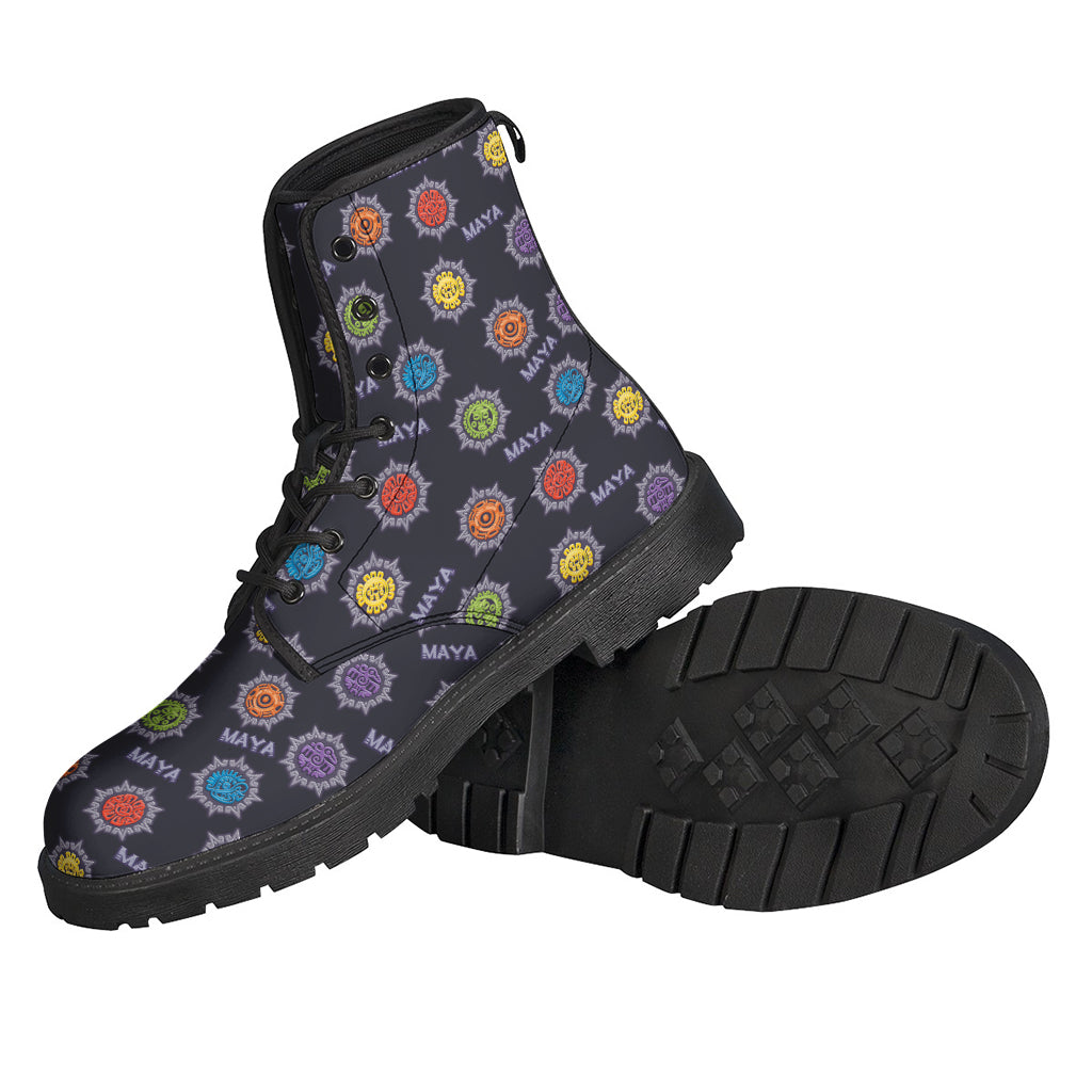 Express Your Hippie Spirit with Colorful Maya Pattern Leather Lightweight Boots - 2