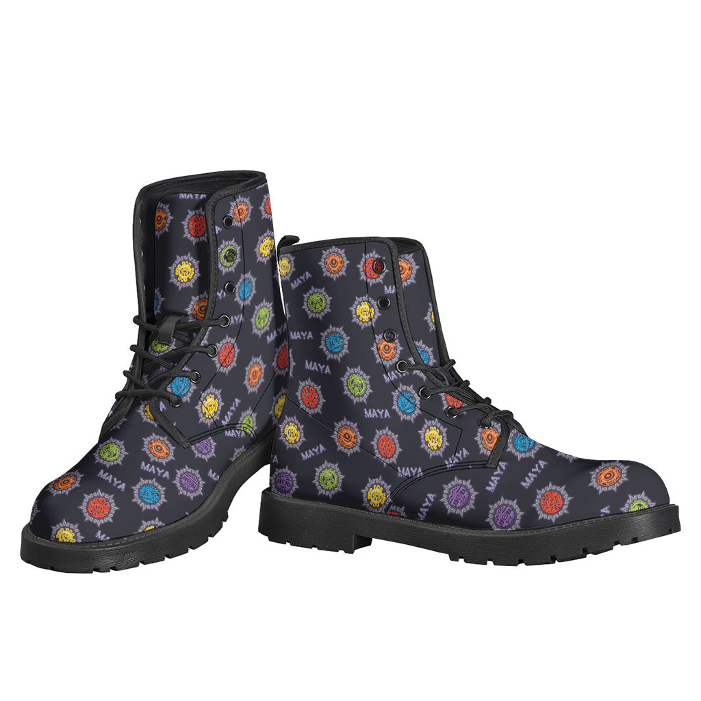 Express Your Hippie Spirit with Colorful Maya Pattern Leather Lightweight Boots - 3