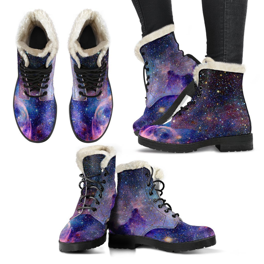 Galactic Groove Faux Fur Leather Boots - 2