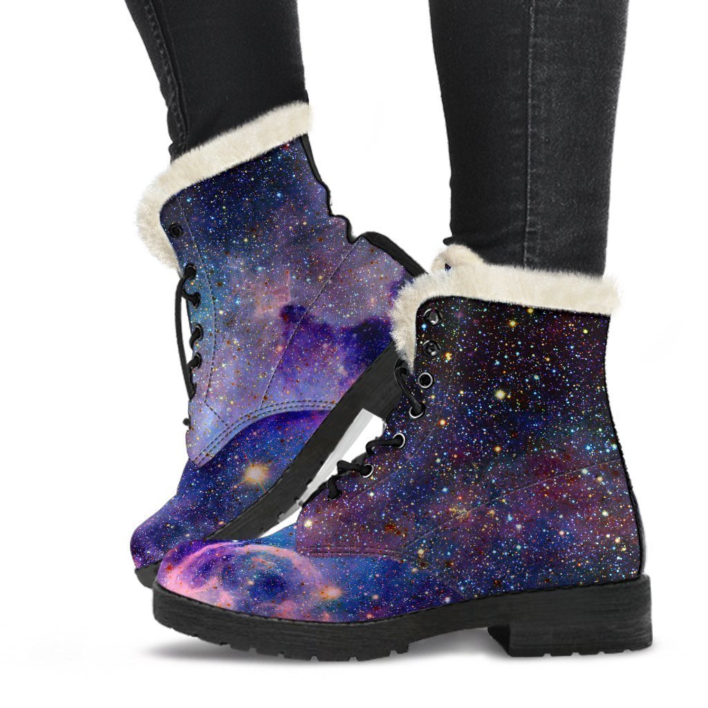 Galactic Groove Faux Fur Leather Boots - 1