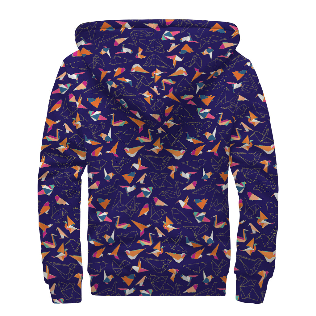 Colorful Origami Bird Pattern Sherpa Lined Hoodie: The Ultimate Hippie Style - 2