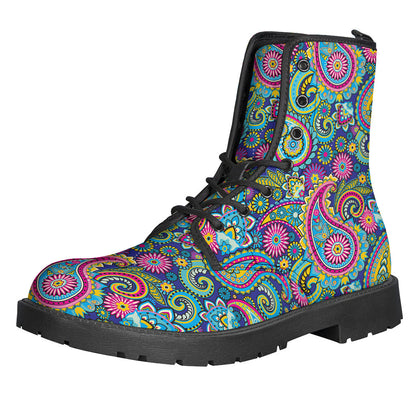 Groovy Paisley Pattern Leather Boots for the Fashionable Hippie - 1