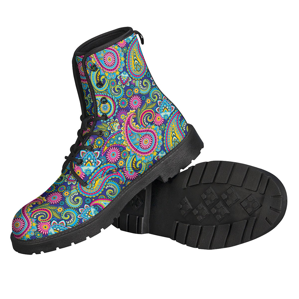 Groovy Paisley Pattern Leather Boots for the Fashionable Hippie - 2