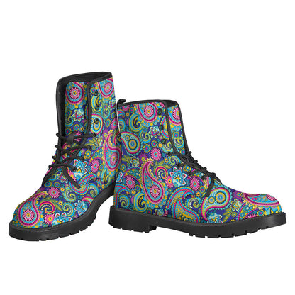 Groovy Paisley Pattern Leather Boots for the Fashionable Hippie - 3