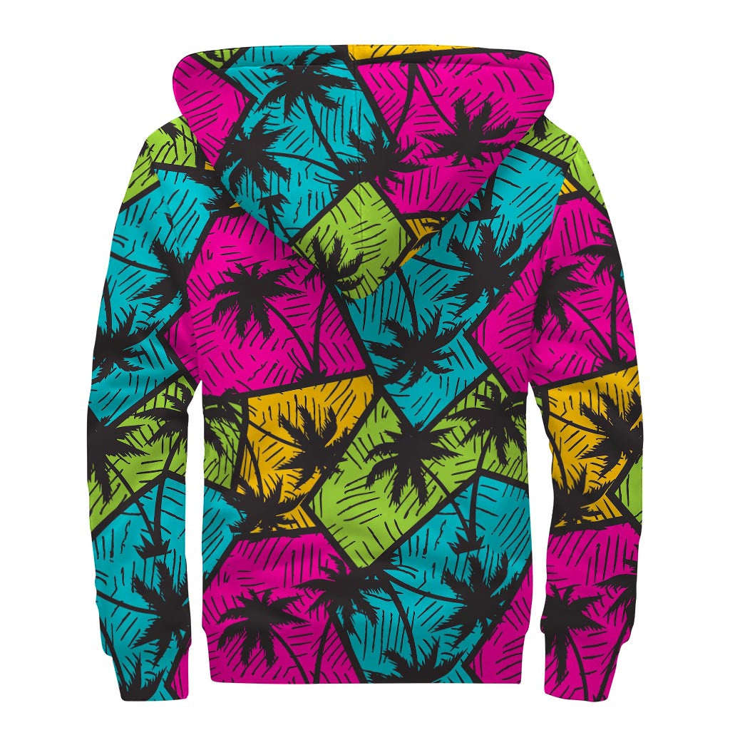 Palm Tree Paradise: Sherpa Lined Zip Up Hoodie for the Free-Spirited Hippie - 2