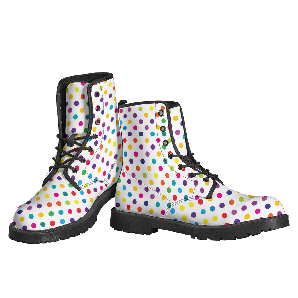 Groovy Polka Dot Leather Boots for Stylish Hippies - 3