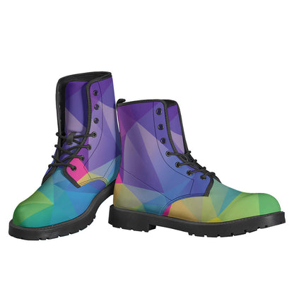 Groovy Geometric Print Leather Boots for the Hippest Hippies - 3