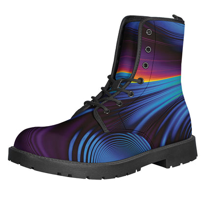 Stay Groovy with Colorful Psychedelic Print Leather Boots for Hippies - 1