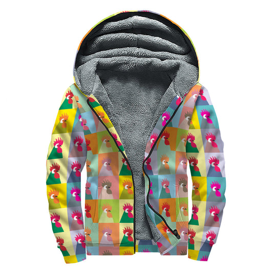 Colorful Rooster Sherpa: A Groovy Hippie Hoodie - 1