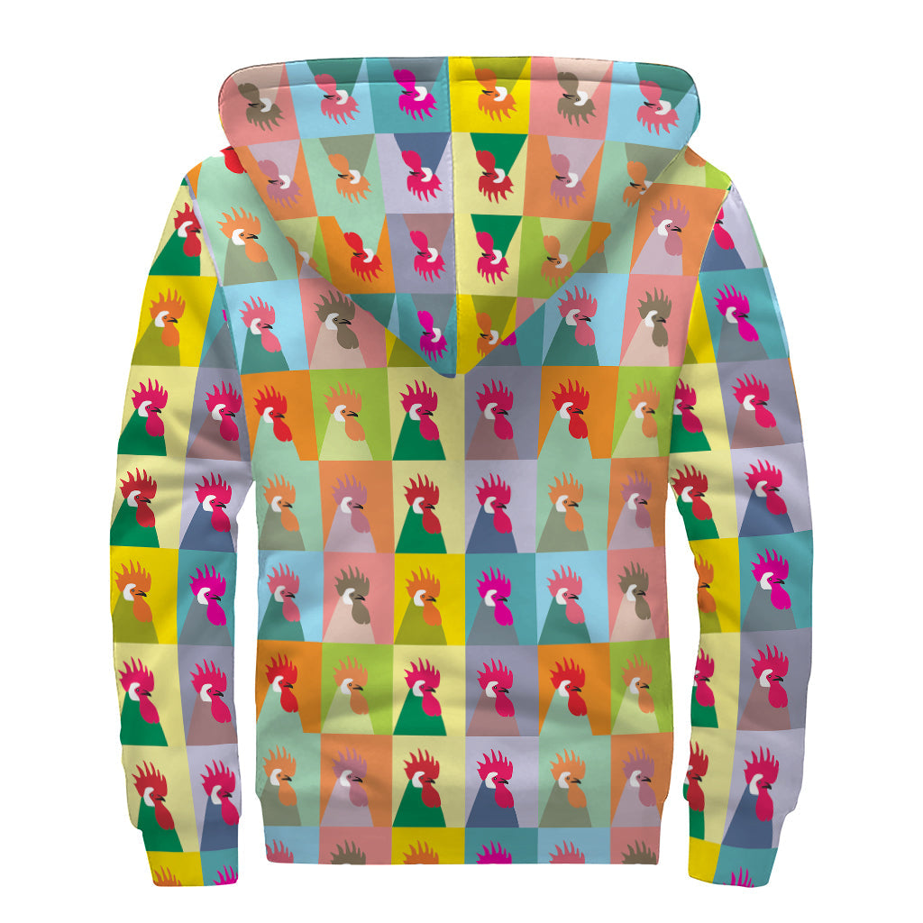 Colorful Rooster Sherpa: A Groovy Hippie Hoodie - 2