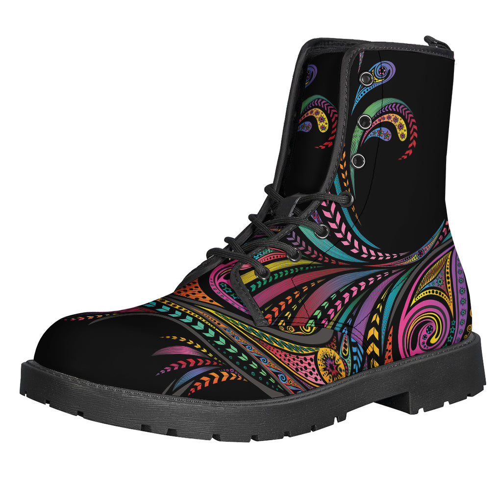 Groovy Rooster Print Leather Boots for Modern Hippies - 1