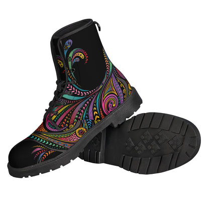 Groovy Rooster Print Leather Boots for Modern Hippies - 2