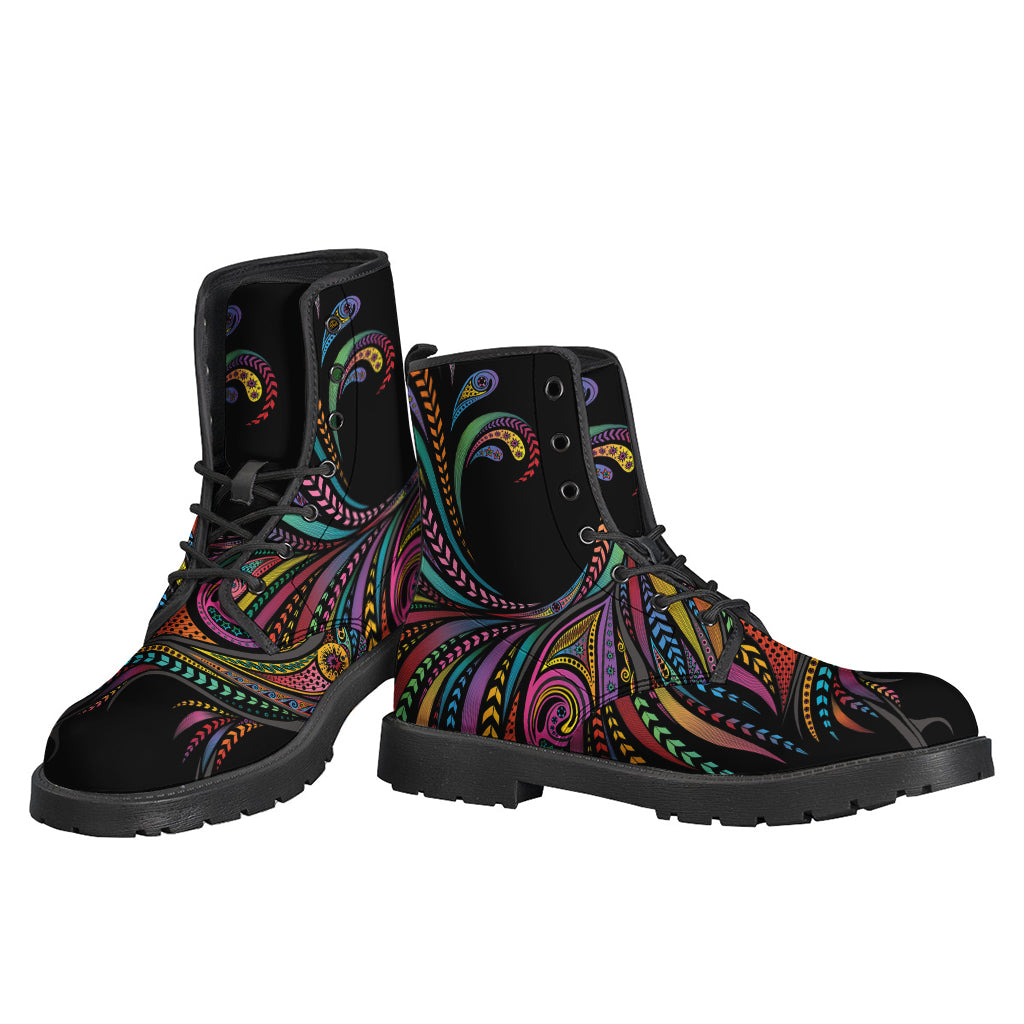 Groovy Rooster Print Leather Boots for Modern Hippies - 3