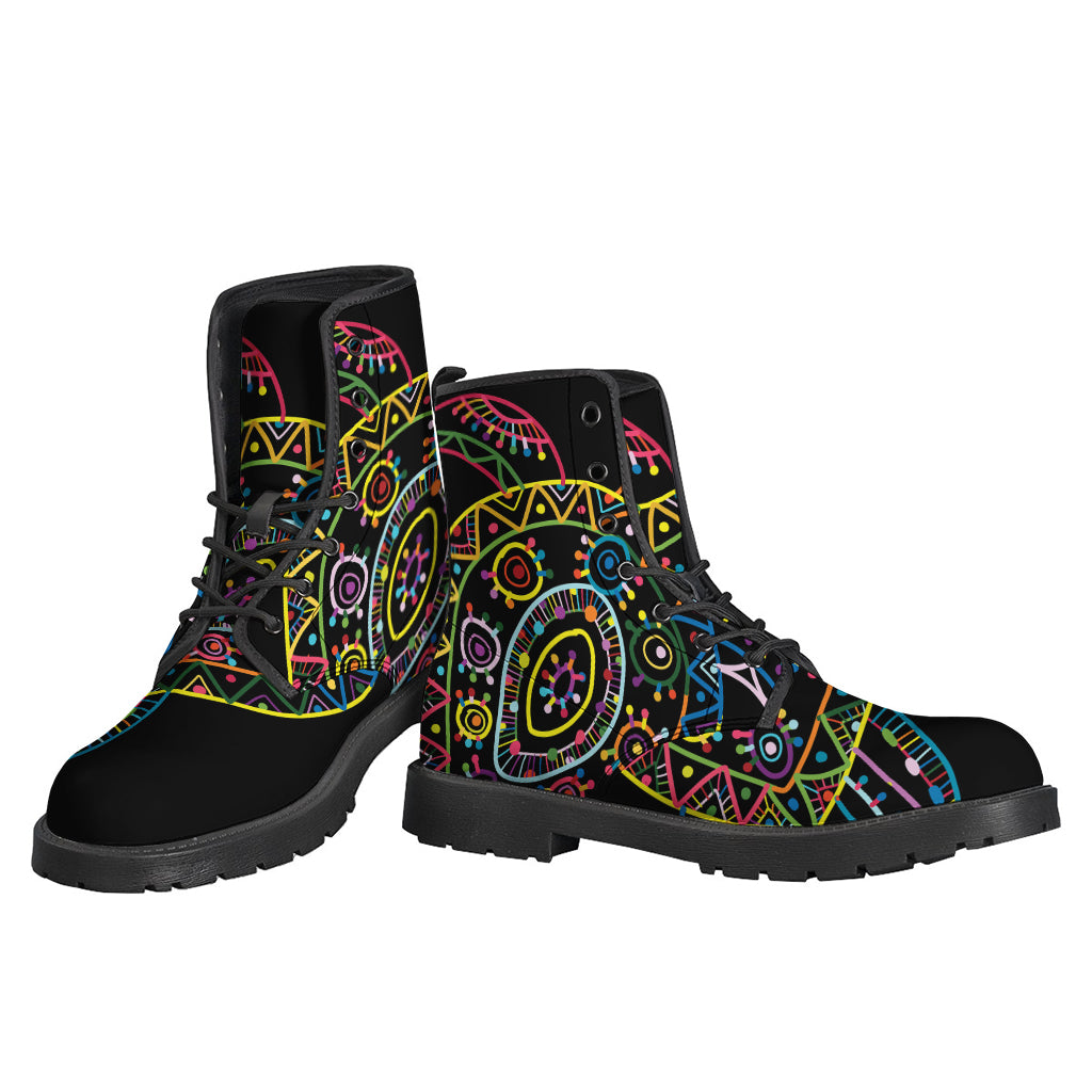 Groovy Sea Turtle Print Leather Boots for the Free-Spirited Hippie - 3